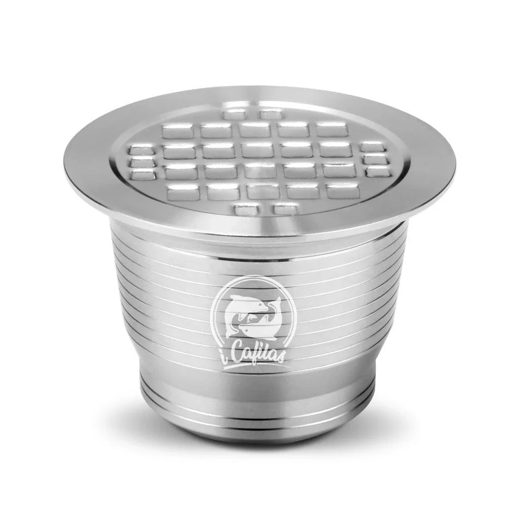 Premium stainless steel coffee capsule holder with integrated tamper for easy organization and perfect espresso extraction
