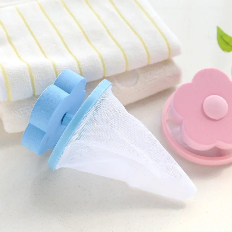 Flower-designed float filter for washing machine hair removal, 9.5cm by 4.0cm