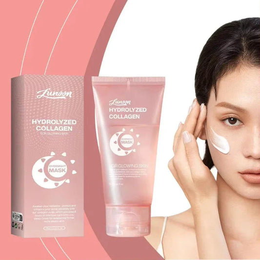 Rejuvenating collagen-infused night mask with innovative tear-off design and specialist application brush for visibly firmer, more hydrated and smoother skin