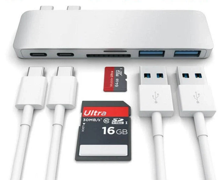 Premium USB-C Hub with SD and TF Card Slots, Power Delivery Charging, and Multiple Ports for Apple MacBook