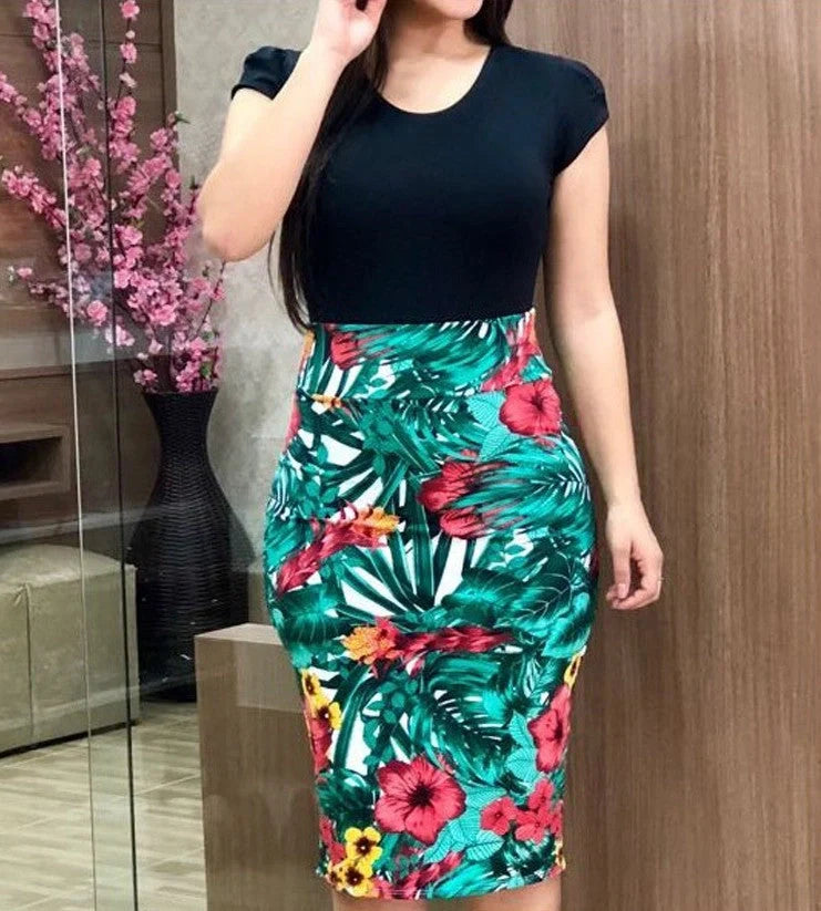 Elegant Printed Office Midi Pencil Dress for Women in various colours and sizes