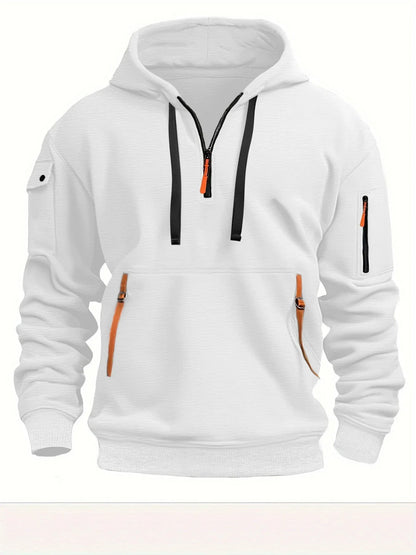 Cozy Hooded Pullover in Black, Navy Blue, Khaki, and Light Gray Colors