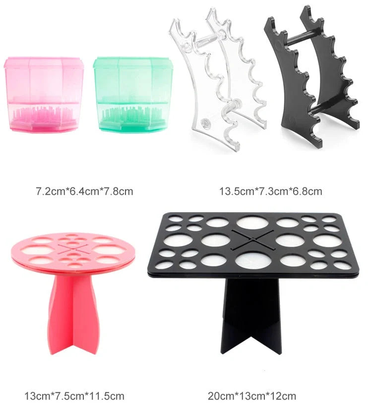 14-hole makeup brush holder in various colours for organising and drying brushes