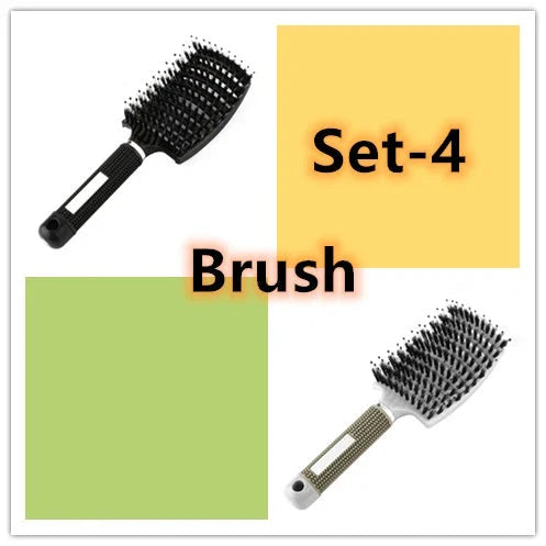 A premium hair brush with a sleek design, featuring soft bristles and a rounded massage function for healthy, detangled hair