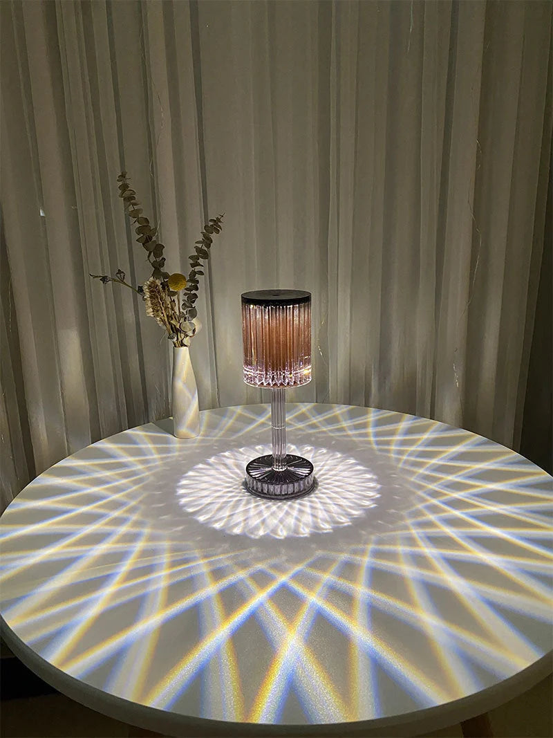 Crystal Diamond Line Atmosphere Remote Control Touch Night Light on a bedside table