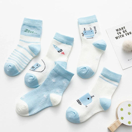 Breathable cotton baby socks in multiple colours for ages 0-9