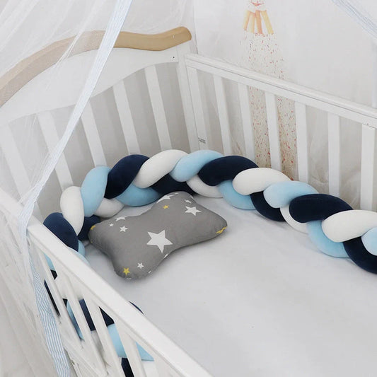 Baby Bumper Bed Braid Knot Pillow Cushion for infant crib safety in various colours