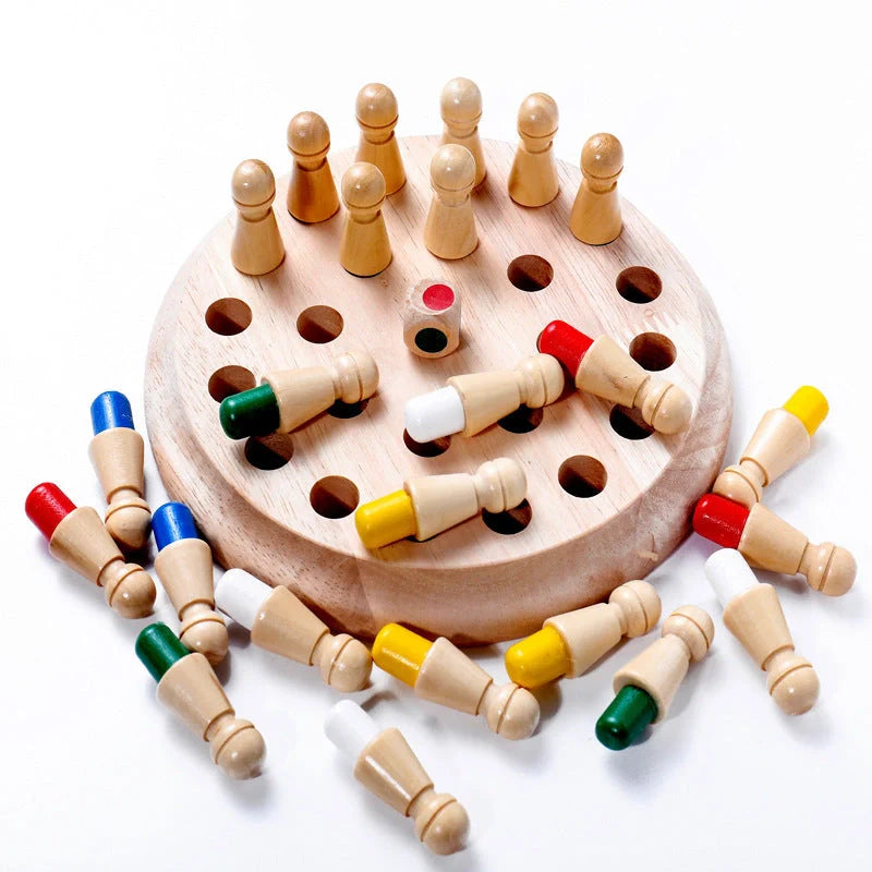 Children's wooden memory chess set for early colour education