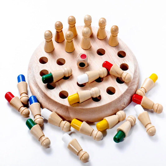 Children's wooden memory chess set for early colour education