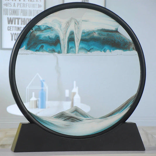Mesmerizing glass sand art with vibrant, ever-changing movements in a variety of colors