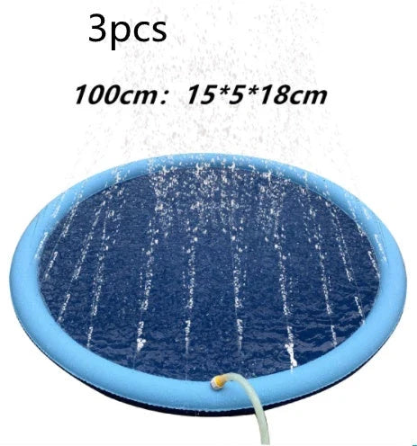 Refreshing splash pad for kids and pets, backyard water play mat with sprinklers