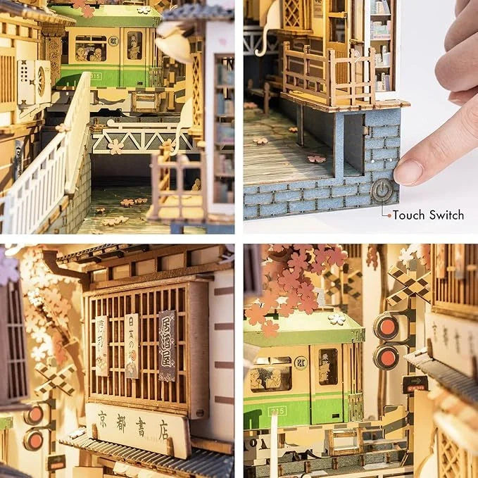 ROBOTIME Rolife DIY Book Nook Kit with LED Light, a decorative 3D puzzle for bookshelves