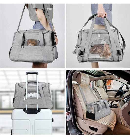 Portable pet backpack carrier for cats and small dogs, airline approved, in various colors