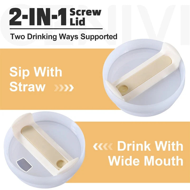 40oz stainless steel coffee mug with handle and straw, BPA-free, various colours available