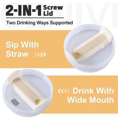 40oz stainless steel coffee mug with handle and straw, BPA-free, various colours available