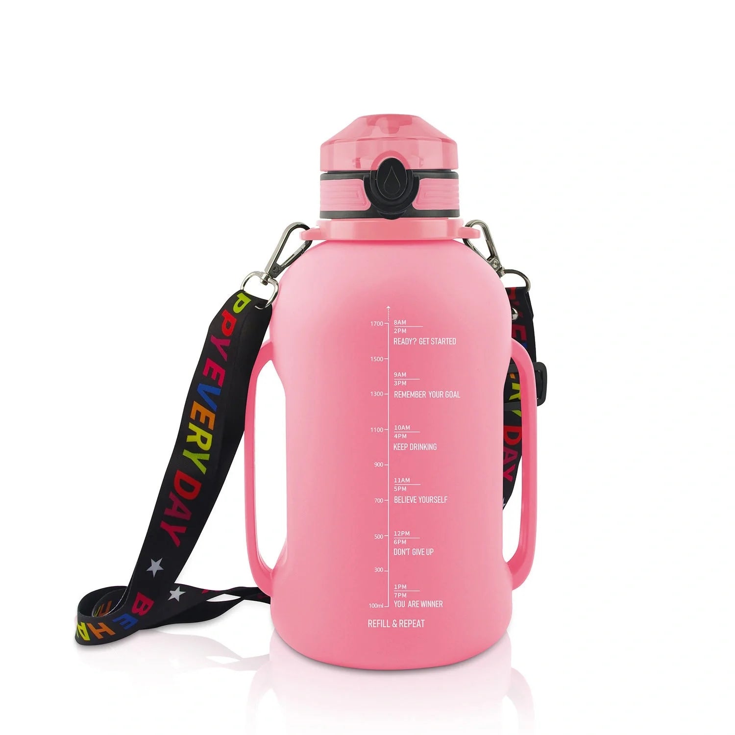 Collapsible silicone water bottle in black, green, and pink with leak-proof cap