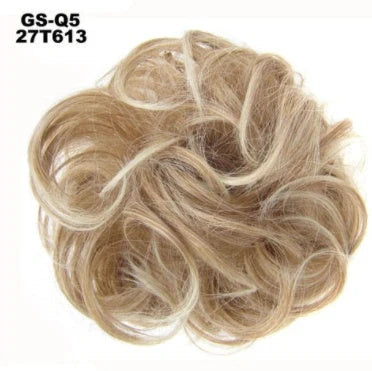 Synthetic wavy curly messy hair bun for women, 12cm diameter, high temperature wire