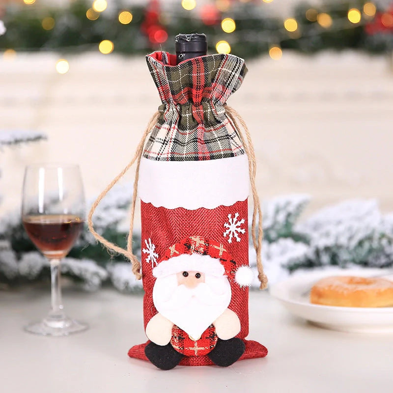 Festive Christmas wine bottle socks in vibrant colours, 14cm x 31cm