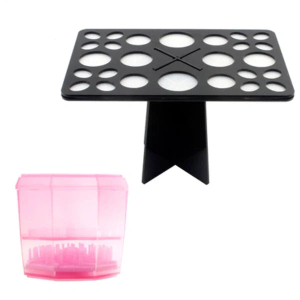 14-hole makeup brush holder in various colours for organising and drying brushes