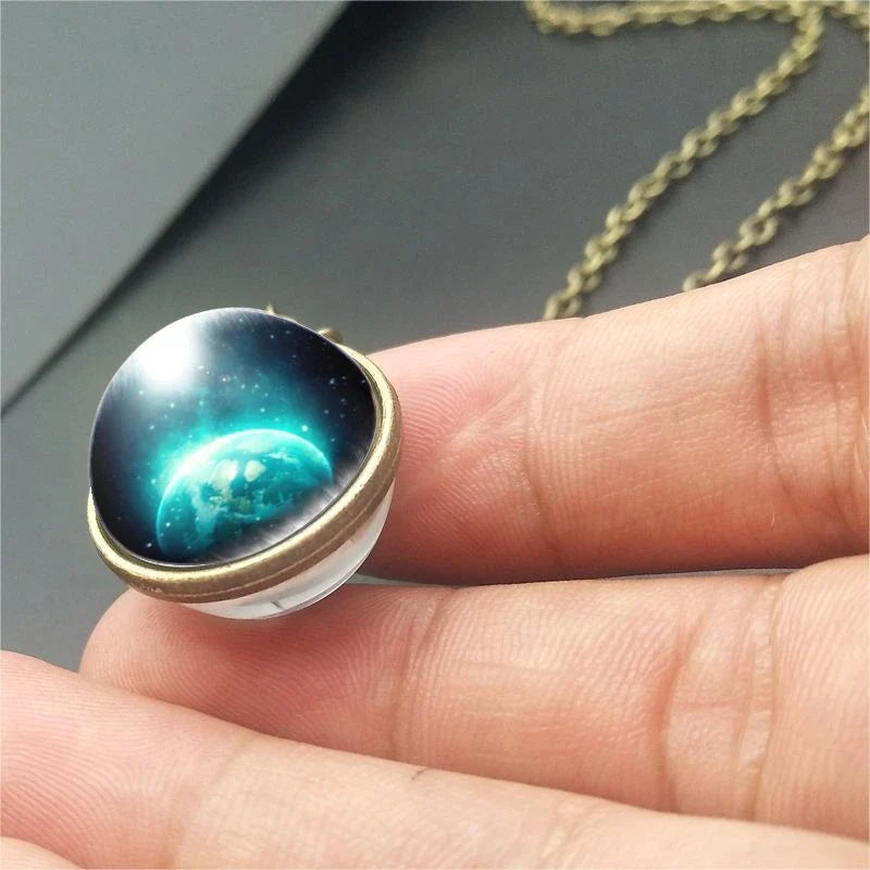 Ethereal Nebula Galaxy Double-Sided Pendant Necklace with Captivating Celestial Patterns