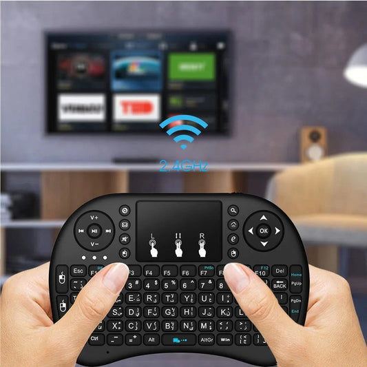 Sleek wireless mini keyboard with touchpad, versatile connectivity for smart TVs, PCs, and more