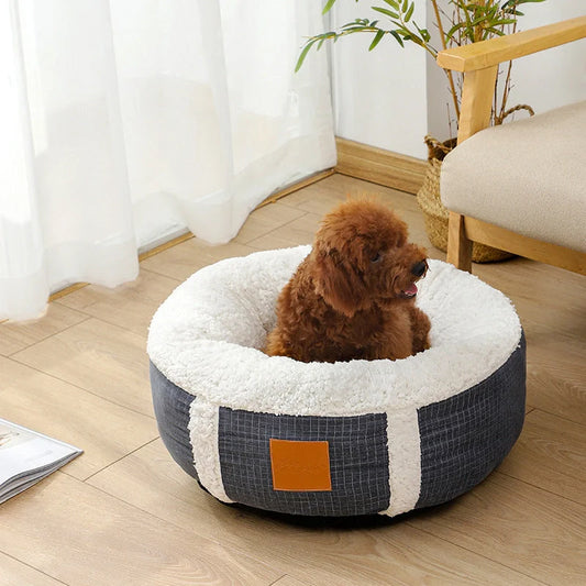 Winter Lamb Wool Pet Bed in grey, brown, dark grey, and 1Brown, sizes 40cm to 80cm