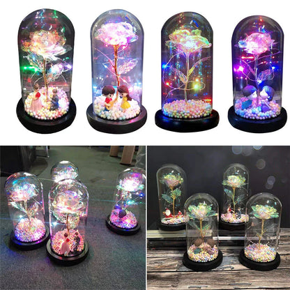 Enchanting artificial rose flower in a glass dome, a timeless home decor piece
