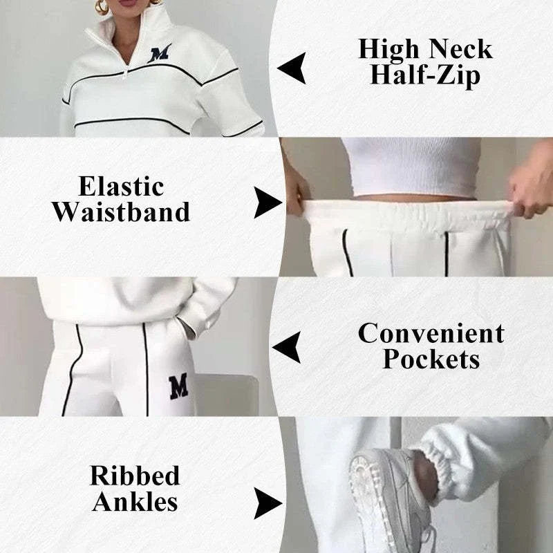 Women's 2-Piece Lounge Set with Hoodless Pullover Sweatshirt and Baggy Fashion Sweatpants in Assorted Colours