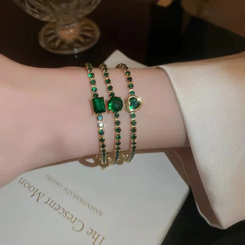 Elegant zircon geometric bracelet with South Korean fashion design
