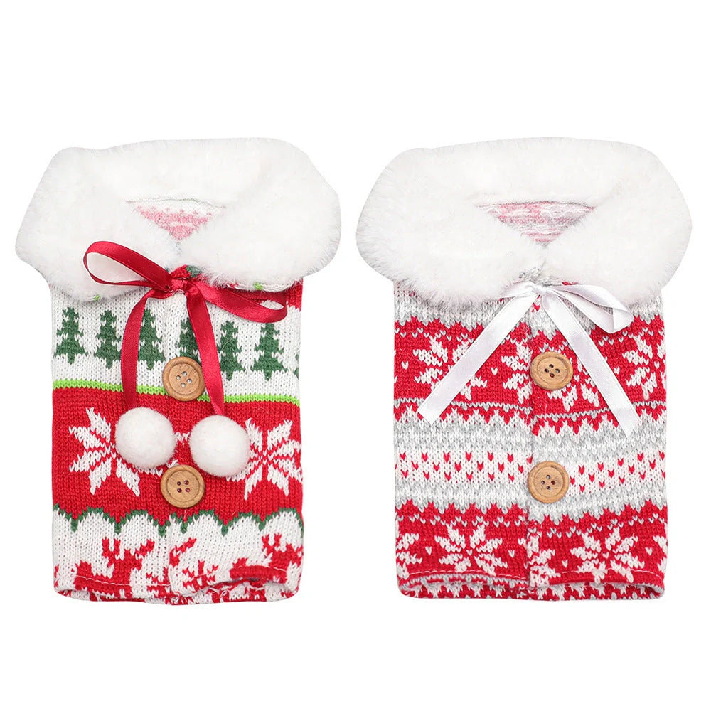 Festive Christmas wine bottle socks in vibrant colours, 14cm x 31cm