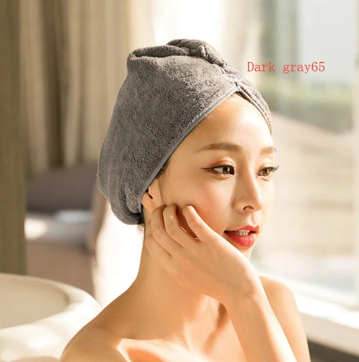 Luxury microfibre hair drying cap with absorbent and quick-drying properties, available in various colours