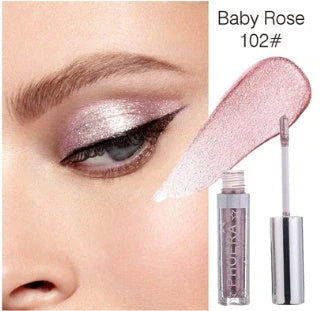 PHOERA Glitter & Glow Liquid Eyeshadow set showcasing 12 vibrant colours with 3D metallic effects