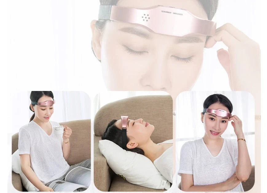 Wireless relaxation massage helmet with adjustable straps and control buttons for customised head massage experience