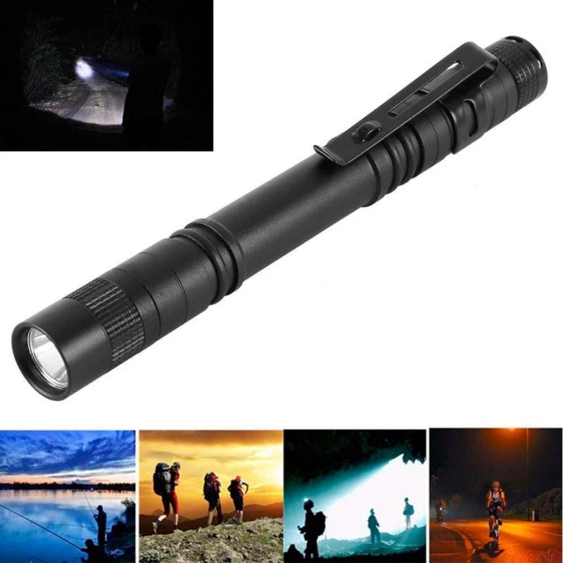 Black aluminium LED flashlight with waterproof and corrosion-resistant features