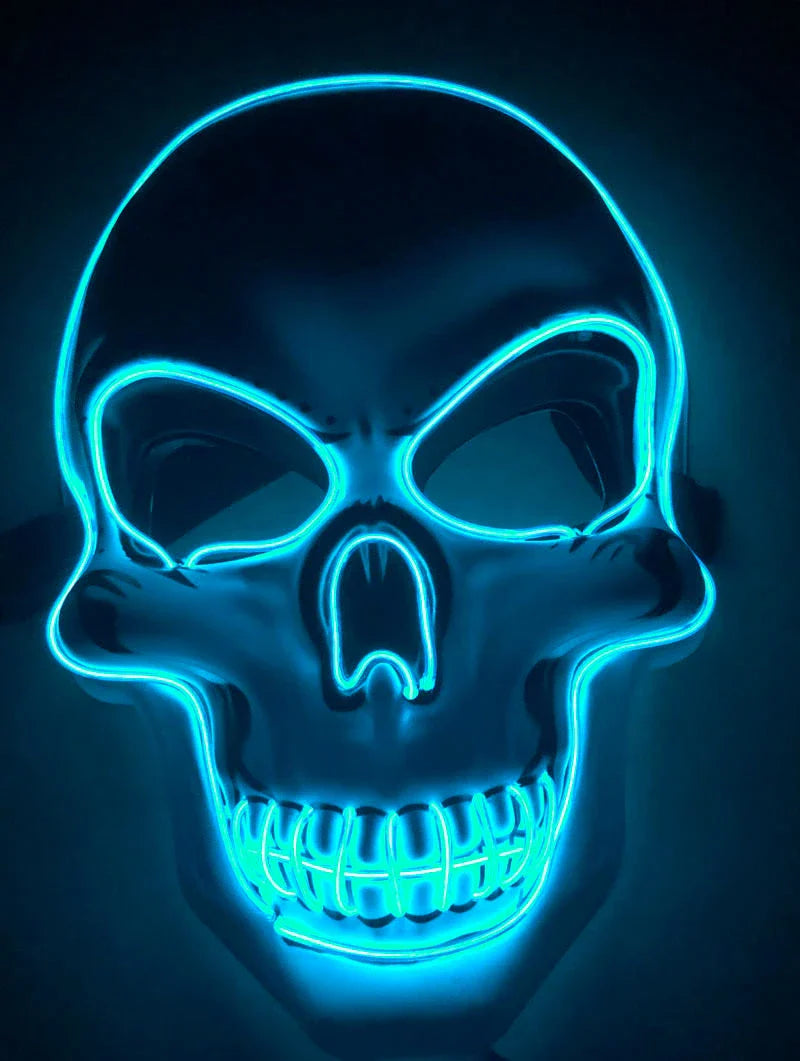Spooktacular LED Skeleton Mask in a variety of vibrant colours, featuring four lighting modes for the perfect eerie ambiance