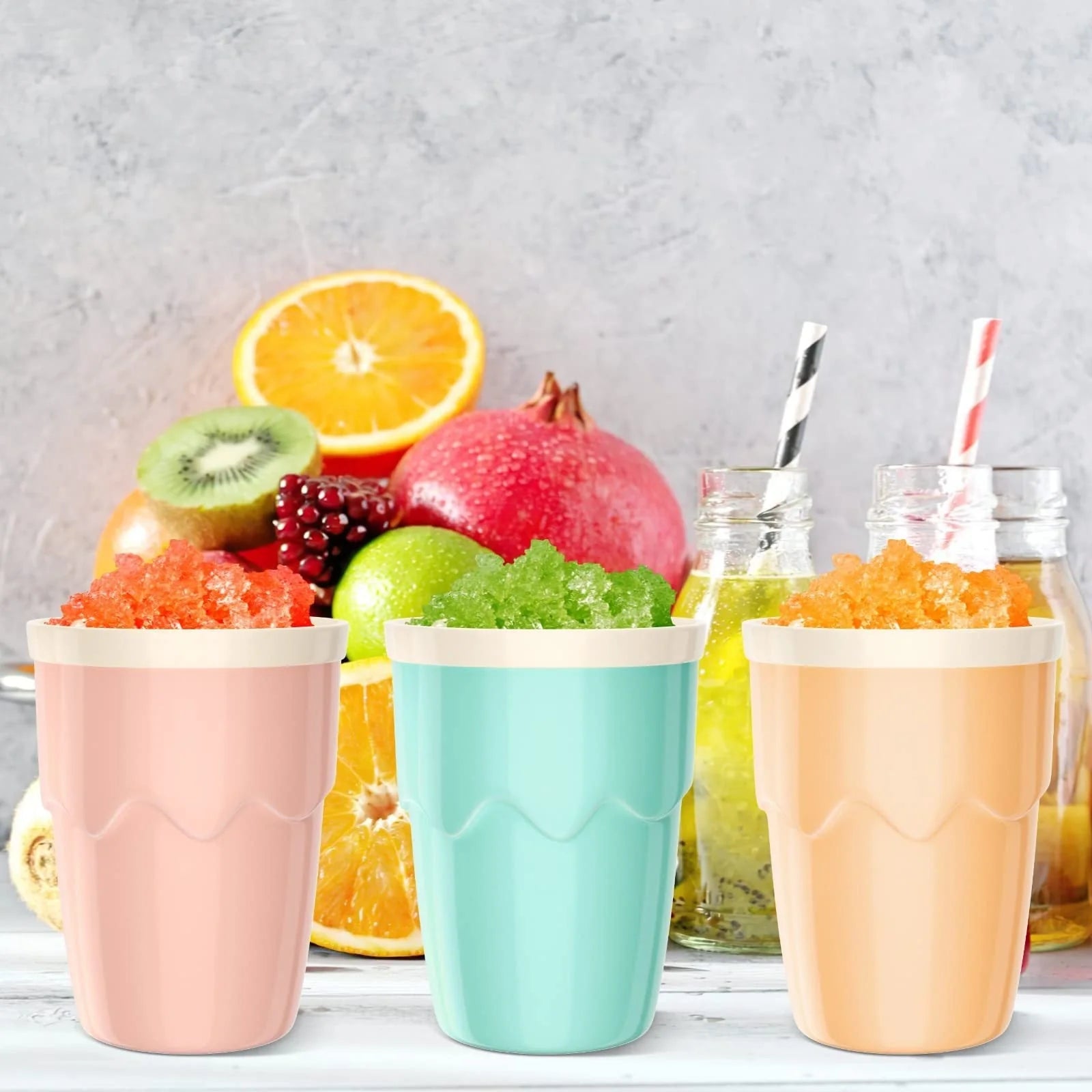Stainless steel slushy cup for homemade ice cream and quick-freeze slushies