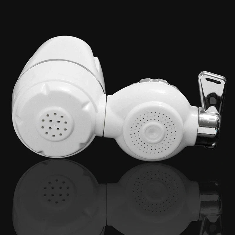 White kitchen tap water purifier with ceramic cartridge and universal adapter