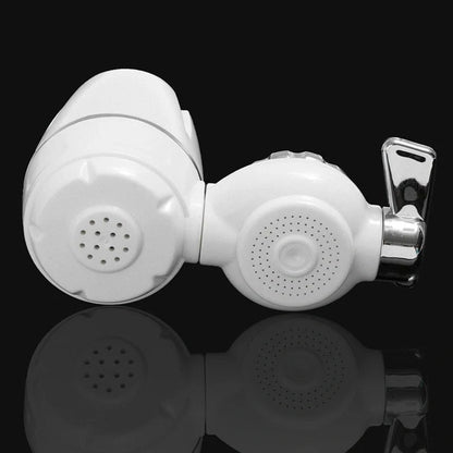 White kitchen tap water purifier with ceramic cartridge and universal adapter