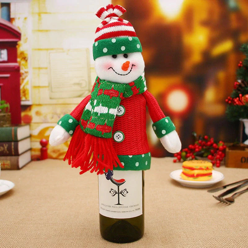 Festive Christmas wine bottle socks in vibrant colours, 14cm x 31cm