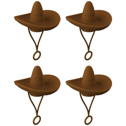 Premium straw covers in charming cowboy hat design, made of food-grade silicone for durable and reusable protection of your drinks