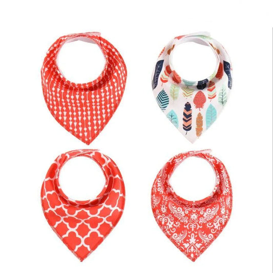 Stylish baby bibs set with arrow, wave, and triangle prints, perfect for keeping your baby clean and fashionable.