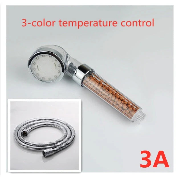 Color Changing LED Shower Head with temperature display and high-pressure flow