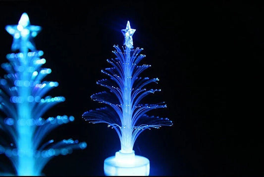Vibrant color-changing LED fiber optic Christmas tree lamp with stable round base