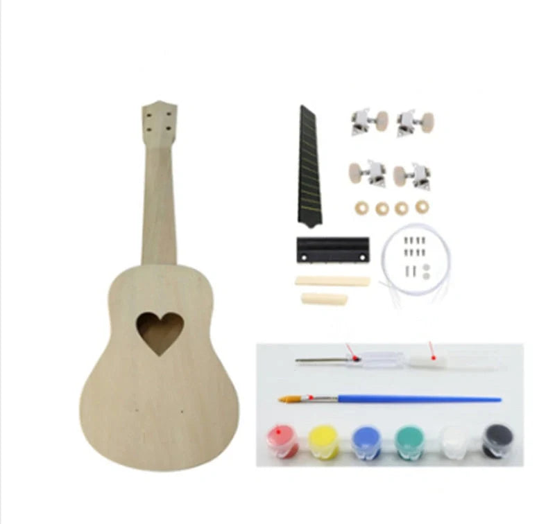 Hand-painted cherry blossom ukulele for beginners with durable basswood construction