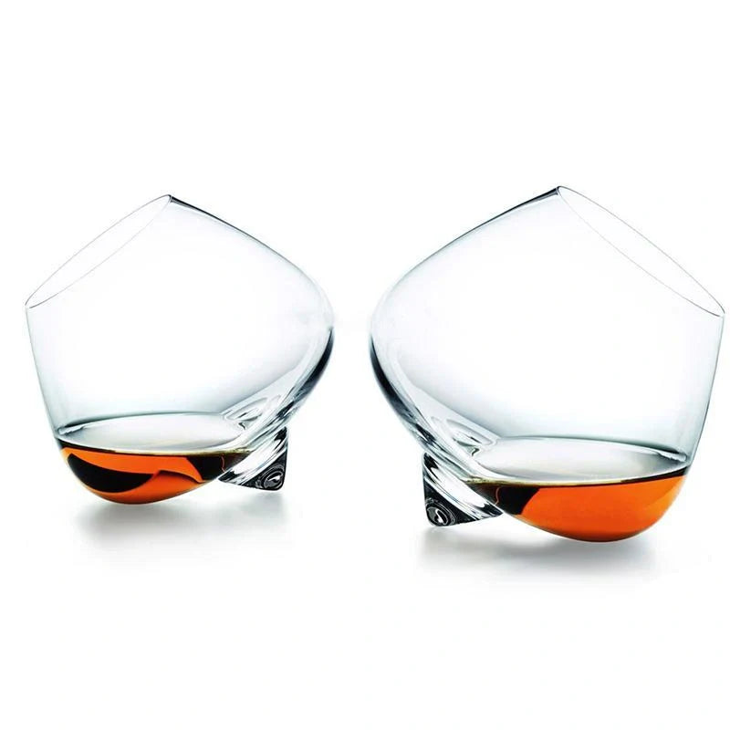 Crystal whiskey glass with wide belly for enhanced aroma release