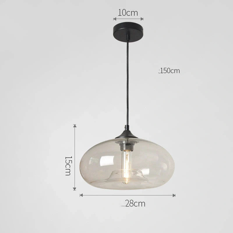 Nordic Modern Loft Pendant Lamp with glass body and aluminium shade in various colours