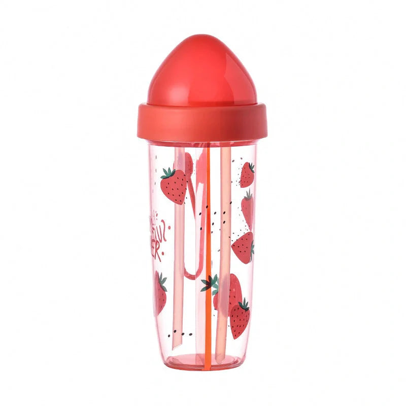 Double straw cup with leak-proof design in vibrant colors