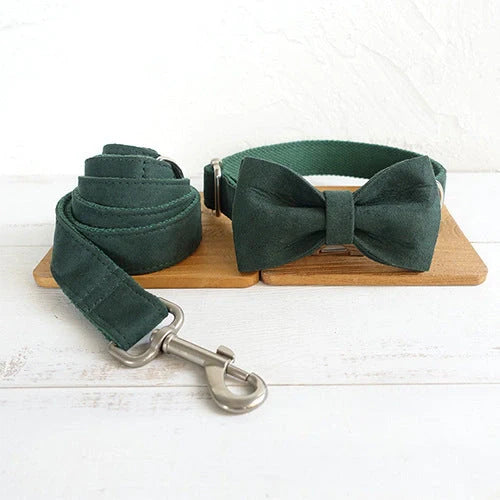 Stylish MUTTCO Pet Collar & Bow Traction Set for dogs, available in various colours and sizes.