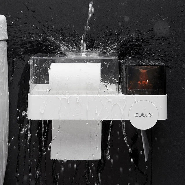 Versatile Waterproof Tissue Box with Integrated Toilet Paper Roll Dispenser for Convenient Bathroom Storage and Organization