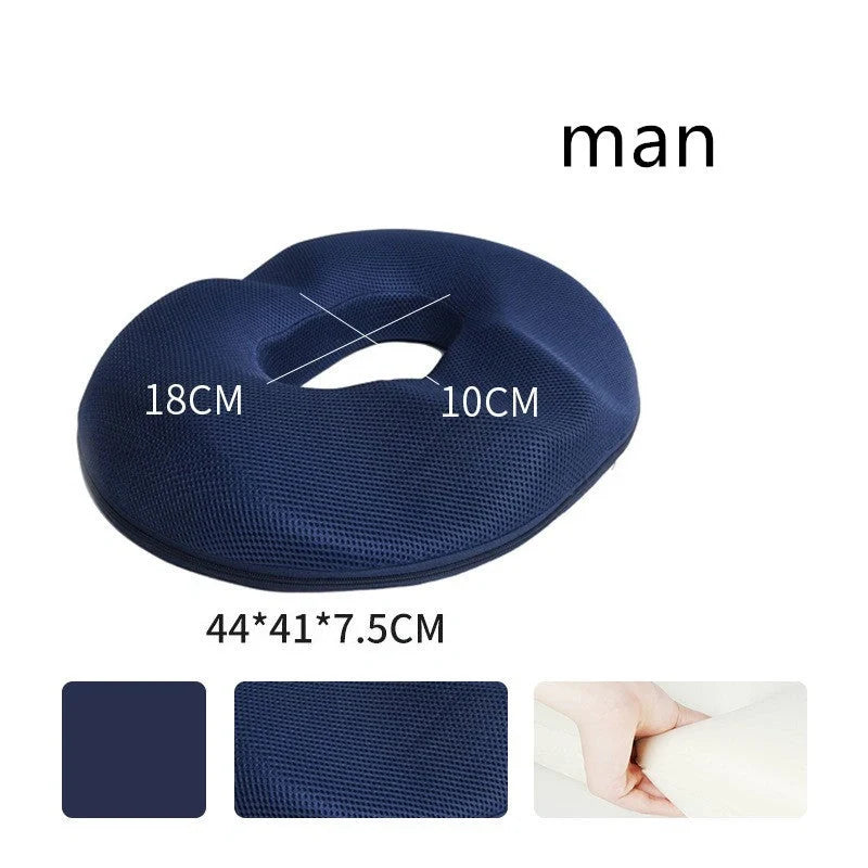 Premium memory foam seat cushion with tailored design for men and women, featuring breathable materials and a removable cover for easy cleaning.